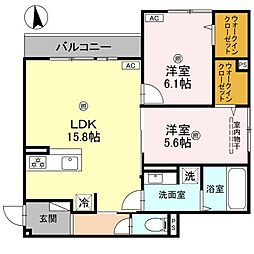 プチ ドルチェ 2LDKの間取図画像