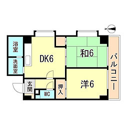 ヒルサイドテラス 2DKの間取図画像