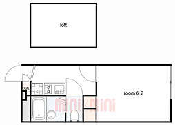 レオパレスハグレートマツ2 1Kの間取図画像