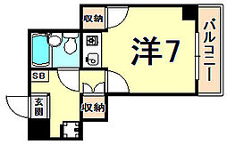フロントリバー東難波 1Kの間取図画像