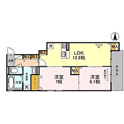 D-room塚口本町 2LDKの間取図画像