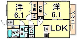 ニドフェリス 2LDKの間取図画像