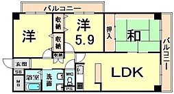 グリーン・ヴィラ武庫 3LDKの間取図画像