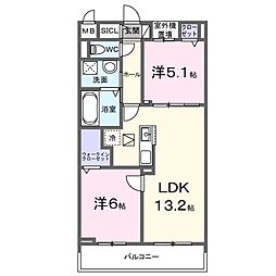 千僧5丁目アパート(028202201) 2LDKの間取図画像