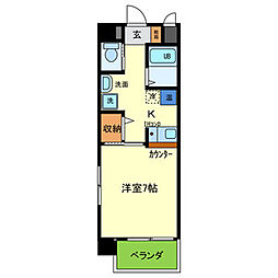 エナブル塚本 1Kの間取図画像