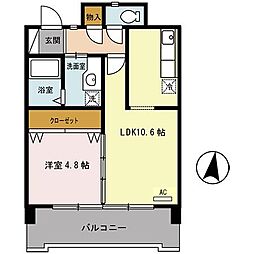 ラディウス武庫之荘 1LDKの間取図画像