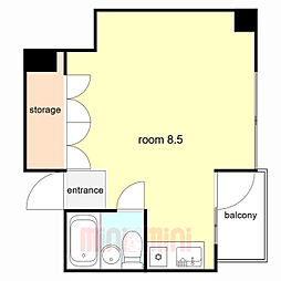 ハイツアルペン開明 ワンルームの間取図画像