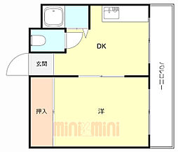 竹馬ビル 1Kの間取図画像