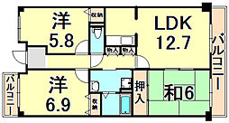 フェリーチェ尼崎 3LDKの間取図画像