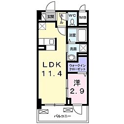 treshojas稲葉荘 1LDKの間取図画像