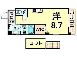 ラフィーネ伊丹5 ワンルームの間取図画像