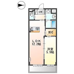 レアグランツ東難波I 1LDKの間取図画像