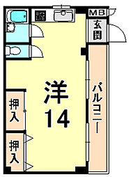 エトワール2 ワンルームの間取図画像