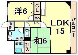 サン・ロイヤル 2LDKの間取図画像