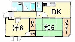 リバーヒル武庫之荘 2DKの間取図画像