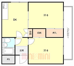 大和田ローズマンション 2DKの間取図画像