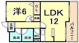 グランドールサンパティオ 1LDKの間取図画像