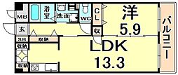フェリーチェ塚口 1LDKの間取図画像