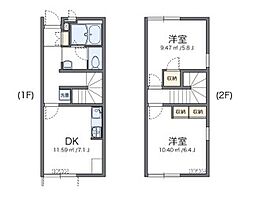 レオパレスブリリアントレーヴ 2DKの間取図画像