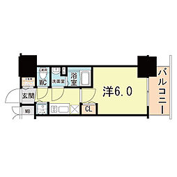 プレサンス塚本駅前 1Kの間取図画像