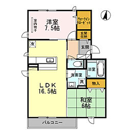シューパレス3 2LDKの間取図画像