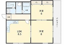 ホワイエ塚口 2LDKの間取図画像