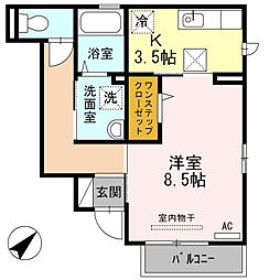 ブランカーサ 1Kの間取図画像