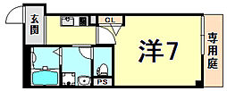 パークハウス大井戸 1Kの間取図画像