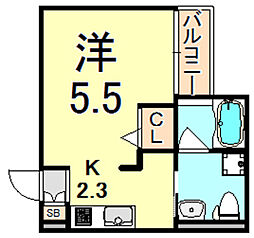 Grace ワンルームの間取図画像
