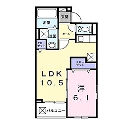 アルストロメリアV 1LDKの間取図画像
