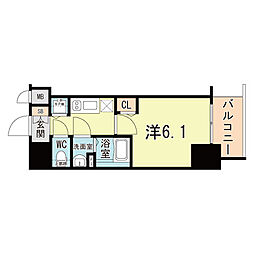 プレサンス塚本駅前 1Kの間取図画像