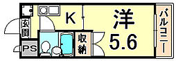Kビル 1Kの間取図画像