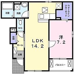 クリスタルフェンテ1 1LDKの間取図画像