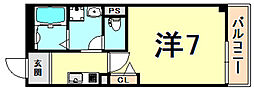 パークハウス大井戸 1Kの間取図画像