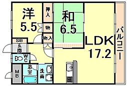 藤ノ木ハイツ 2LDKの間取図画像