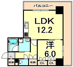 BelleFace尼崎 1LDKの間取図画像