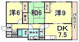 ウエストサイド武庫川 3DKの間取図画像