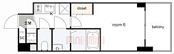 エスリードレジデンス大阪ウエストコート 1Kの間取図画像