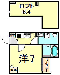 サンティエ園田 1Kの間取図画像