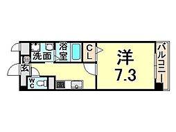 アクシス 1Kの間取図画像