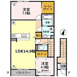 セレーノ中野 2LDKの間取図画像