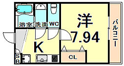 モダンラフォンテ尼崎 1Kの間取図画像