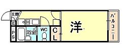 レオパレス西本町 1Kの間取図画像