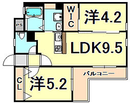 N'sGrande 2LDKの間取図画像