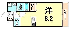 ダイワール武庫川 ワンルームの間取図画像