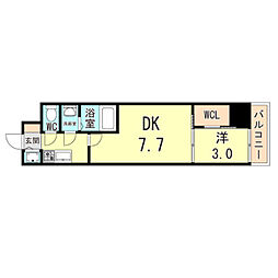 レーヴメゾン出屋敷 1DKの間取図画像