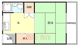 第一明生ビル 1Kの間取図画像