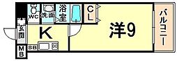 シエテ南塚口 1Kの間取図画像