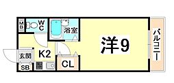 LiAnge園田 1Kの間取図画像