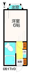 パークヒルズ桜上水 1階ワンルームの間取り